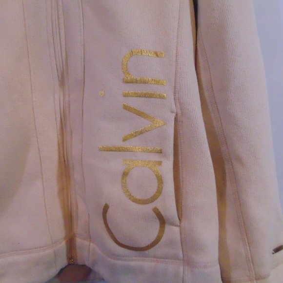 Calvin Klein Womens Full Zip Sweater Jacket Size Medium Light Pink - Picture 2 of 6